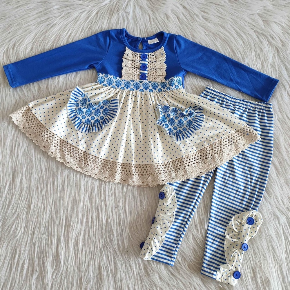 Boutique ruffle cute pants set